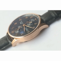 IWC Portuguese Chrono IW371415 RG Black Dial Gold Marker Brown Leather ZF IWC79350 V2
