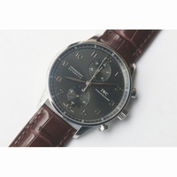 IWC Portuguese Chrono IW371431 Grey Dial Silver Marker Leather ZF A79350 V2