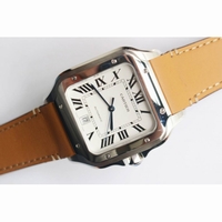Santos de Cartier Large 2018 KOR 1:1 Best Edition White Dial Brown Leather Strap MIYOTA 9015