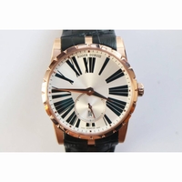 Excalibur 42mm Dbex0536 RG 1:1 Best Edition Silver&Black Dial Black Leather Strap A830 RDF