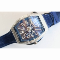 Vanguard V45 SS Full Diamonds Best Edition Blue Textured Dial Diamonds Markers Blue Gummy Strap A2824  ABF
