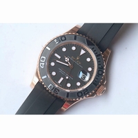 Rolex 2015 YachtMaster RG Ceramic Bezel Black Rubber BP SA3135