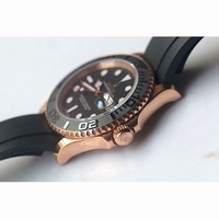 Rolex 2015 YachtMaster RG Ceramic Bezel Black Rubber BP SA3135