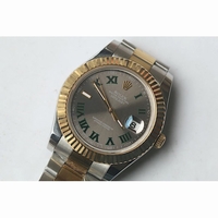 Rolex DateJust II Oyster Fluted YG Two Tone Roman Markers Black & Grey Dial Bracelet BP A3136