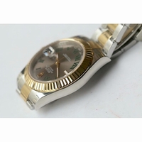 Rolex DateJust II Oyster Fluted YG Two Tone Roman Markers Black & Grey Dial Bracelet BP A3136