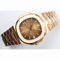 Nautilus Jumbo 5711 RG 1:1 Best Edition Brown Textured Dial RG Bracelet A324 Clone  PF 