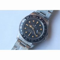 Rolex GMT Master 1675 Vintage Black Bezel Orange Dot Black Dial Bracelet
