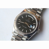 Rolex Day-Date Oyster Fluted Stick Markers Black Dial Bracelet BP A2813