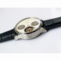 Portuguese Flying Tourbillon SS Gray & White Dial 2 Sub Dials Black Leather ZF
