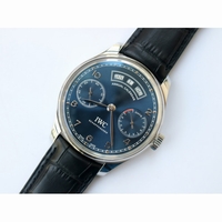 IWC Portuguese IW503502 Real PR Real Annual Calendar Blue & White Dial Black Leather Strap ZF A52850