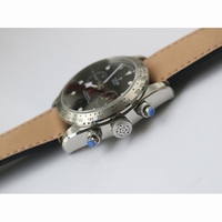 Tudor Heritage 79530 Silver Bezel Black Dial Leather Strap A7750