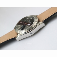 Tudor Heritage 79530 Silver Bezel Black Dial Leather Strap A7750