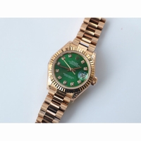 DateJust 28mm 279174 RG Oyster Fluted Diamond Markers Champagne & Green Dial Bracelet BP A2671