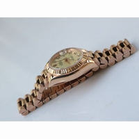DateJust 28mm 279174 RG Oyster Fluted Diamond Markers Champagne & Green Dial Bracelet BP A2671
