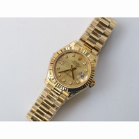 DateJust 28mm YG Oyster Fluted Diamond Markers Gold Dial Bracelet BP A2671