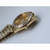 Rolex Day-Date 40mm YG Crystal Bezel Black & Gold Dial Bracelet BP A2836