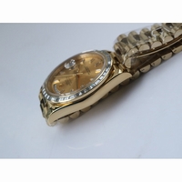 Rolex Day-Date 40mm YG Crystal Bezel Black & Gold Dial Bracelet BP A2836