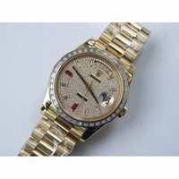 Rolex Day-Date 40mm YG Crystal&Diamond Bezel Crystal Marker Diamond Dial Bracelet BP A2836