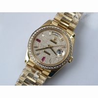 Rolex Day-Date 40mm YG Crystal&Diamond Bezel Crystal Marker Diamond Dial Bracelet BP A2836