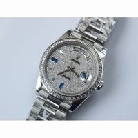 Rolex Day-Date 40mm SS Crystal&Diamond Bezel Crystal Marker Diamond Dial Bracelet BP A2836