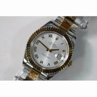 Rolex Oyster Fluted Roman White SS/YG a2836
