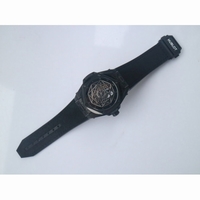 Big Bang Unico Sang Bleu PVD Skeleton Dial Black Gummy Strap HUB1213 TMF