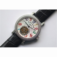Color Dreams Tourbillon Diamond Bezel Black Croco Leather
