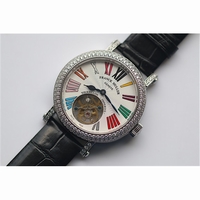 Color Dreams Tourbillon Diamond Bezel Black Croco Leather