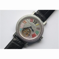 Color Dreams Tourbillon Diamond Bezel Black Croco Leather