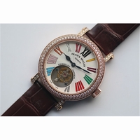 Color Dreams Tourbillon RG Diamond Bezel Brown Croco Leather