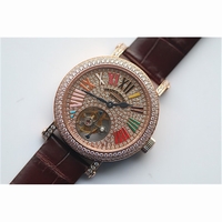 Color Dreams Tourbillon RG Diamond Bezel Brown Croco Leather