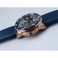 Calibre De Cartier Diver RG Blue Bezel Blue Rubber Strap JF A23J