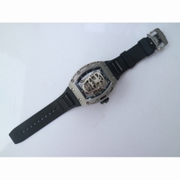 RM052 Titanium Real Tourbillon Skeleton Skull Dial Black Rubber Strap EURF