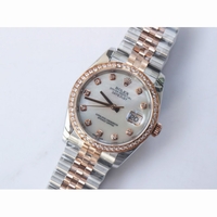 Rolex DateJust 36mm RG/SS Diamond Bezel And Markers White MOP Dial Bracelet BP A2836