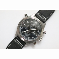 IWC SpitFire Chrono Doppel Black Leather Quartz