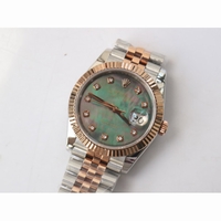 Rolex DateJust 36mm 126231 RG/SS Fluted Bezel Diamond Markers Black & White MOP Dial Jubilee Bracelet A2836 & A2813