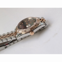 Rolex DateJust 36mm 126231 RG/SS Fluted Bezel Diamond Markers Black & White MOP Dial Jubilee Bracelet A2836 & A2813
