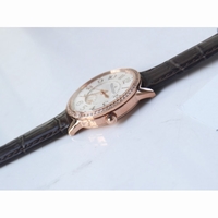 Rendez-Vous Night & Day RG Diamonds Bezel RG Markers White Dial Leather Strap A898