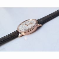 Rendez-Vous Night & Day RG Diamonds Bezel RG Markers White Dial Leather Strap A898