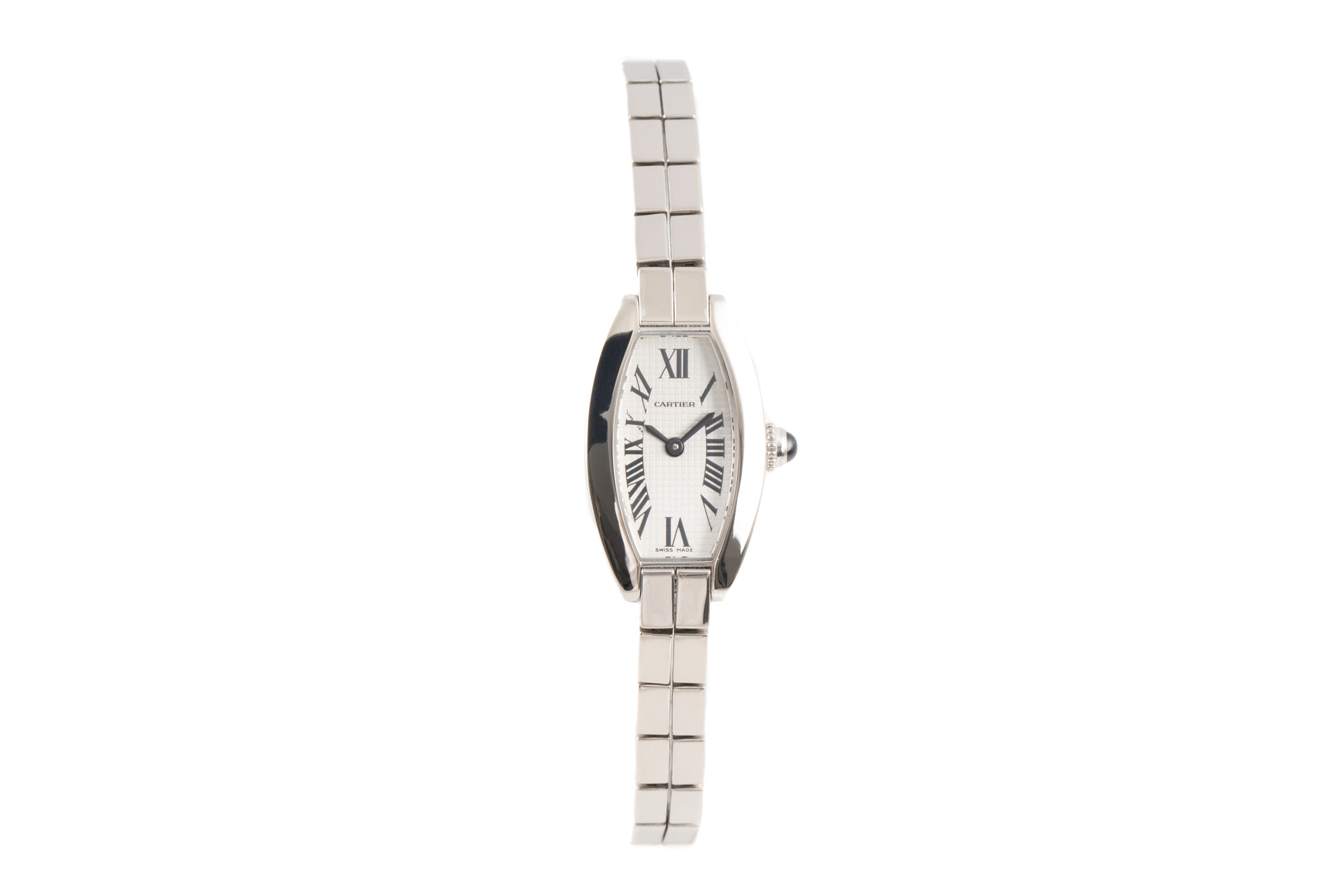 Cartier Tonneau 18 ct white gold quartz Kal. 028 Ref. 2545