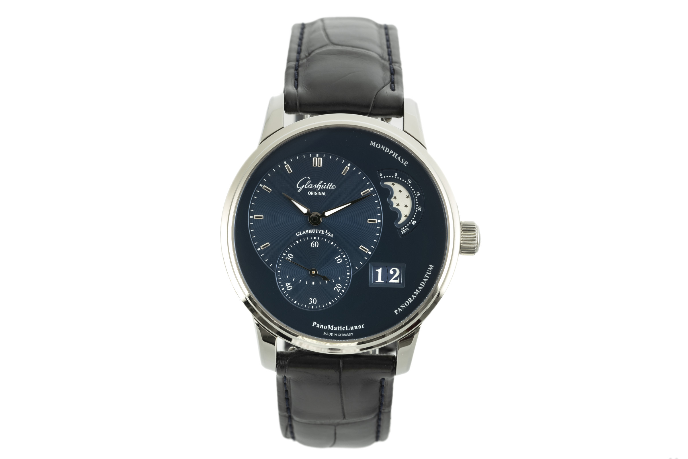 Glashutte Original PanoMaticLunar steel automatic Kal. GO 90 Ref. 1-90-02-46-32-35