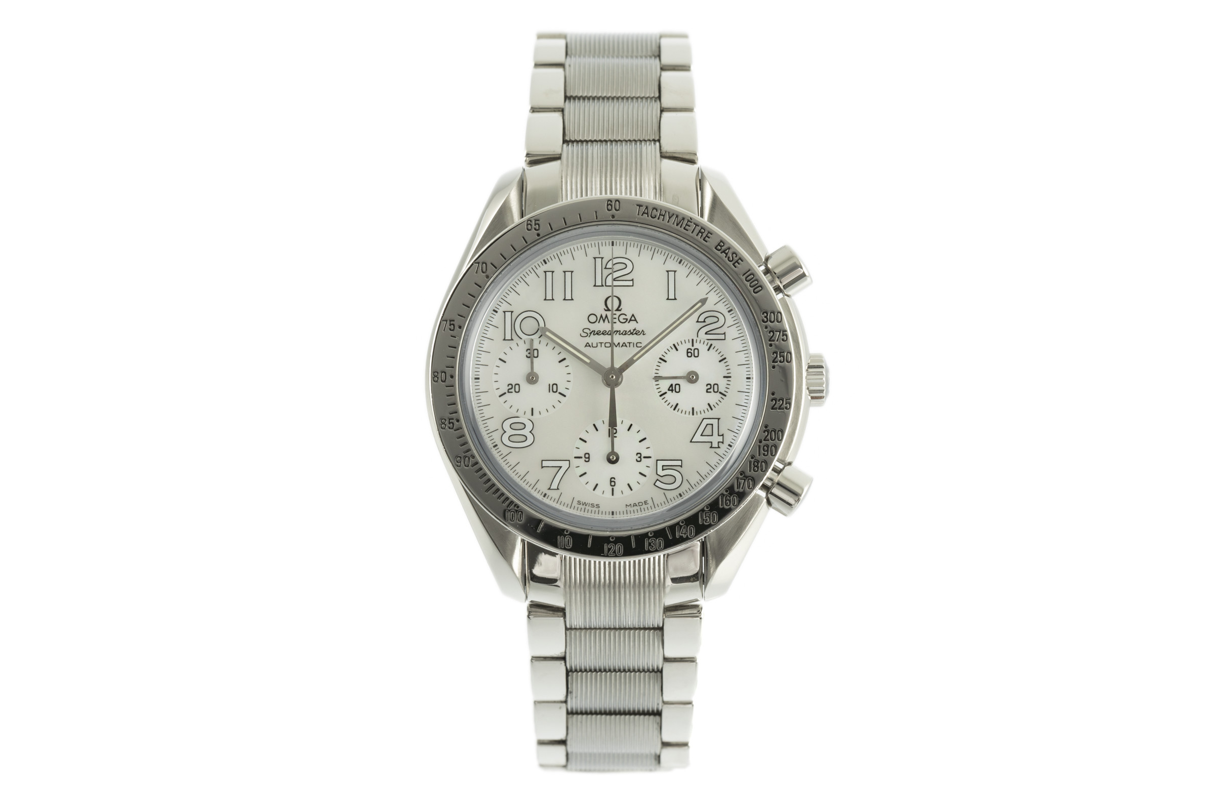 Omega Speedmaster chronograph steel automatic Kal. 3220A Ref. 3834.70.36, 175.0042