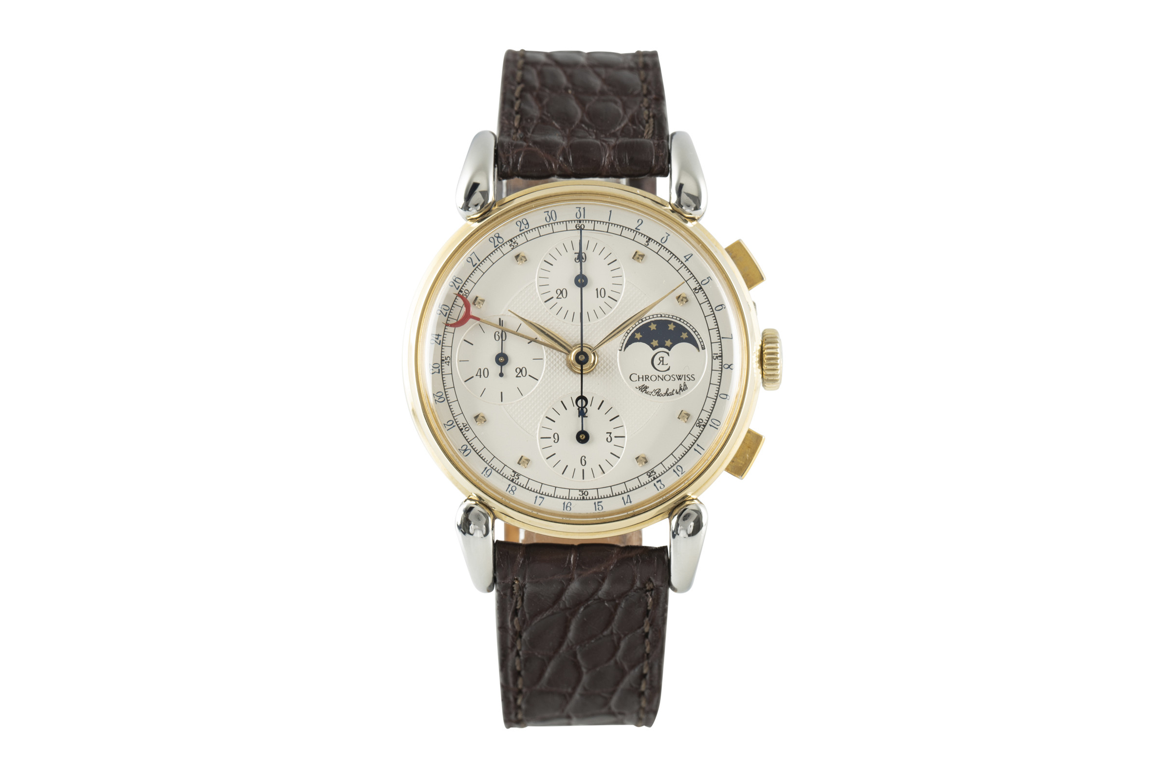 Chronoswiss A. Rochat chronograph gilt steel automatic Ref. 77890