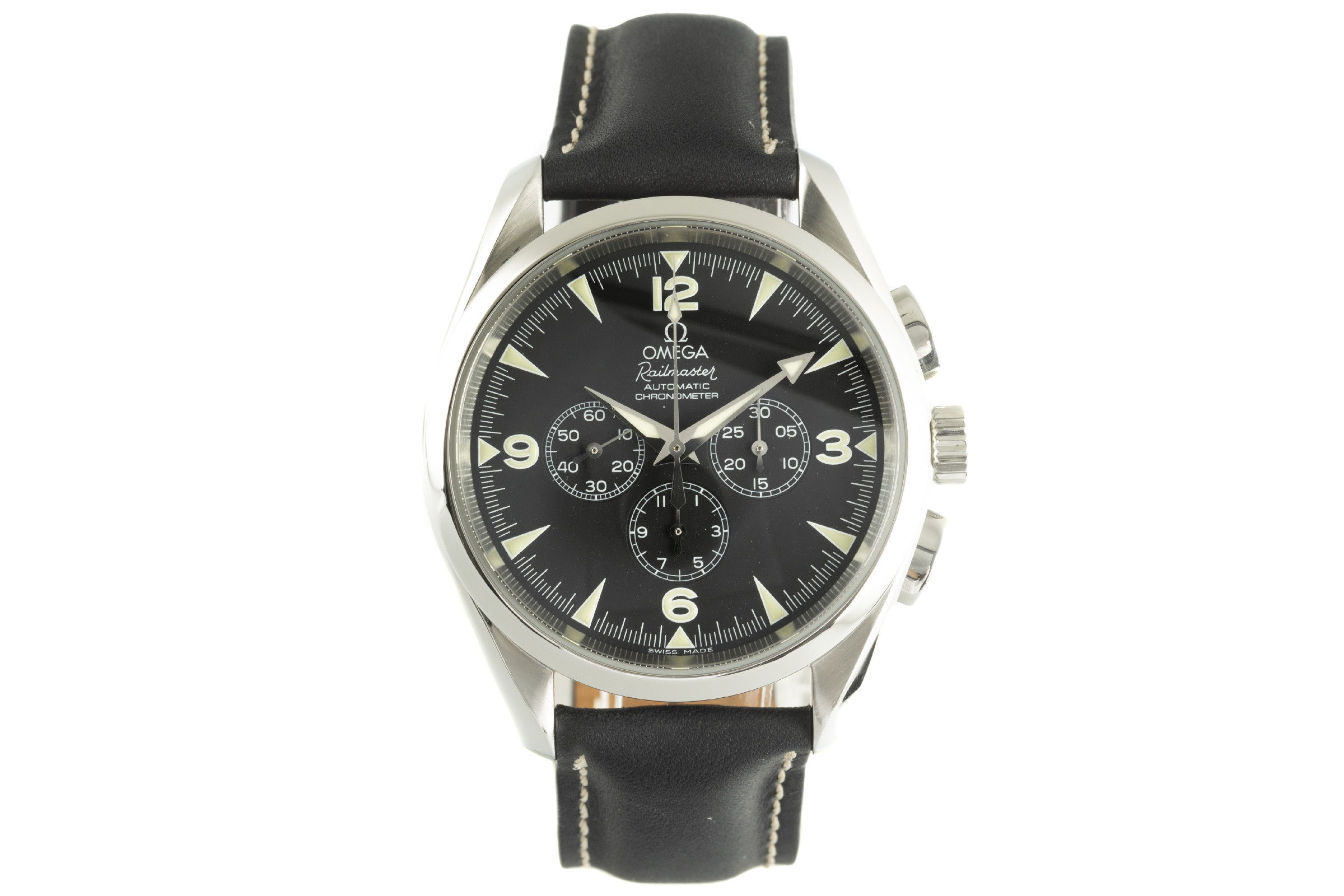 Omega Railmaster chronograph steel automatic Kal. 3205 Ref. 2812.52.37, 178.1110