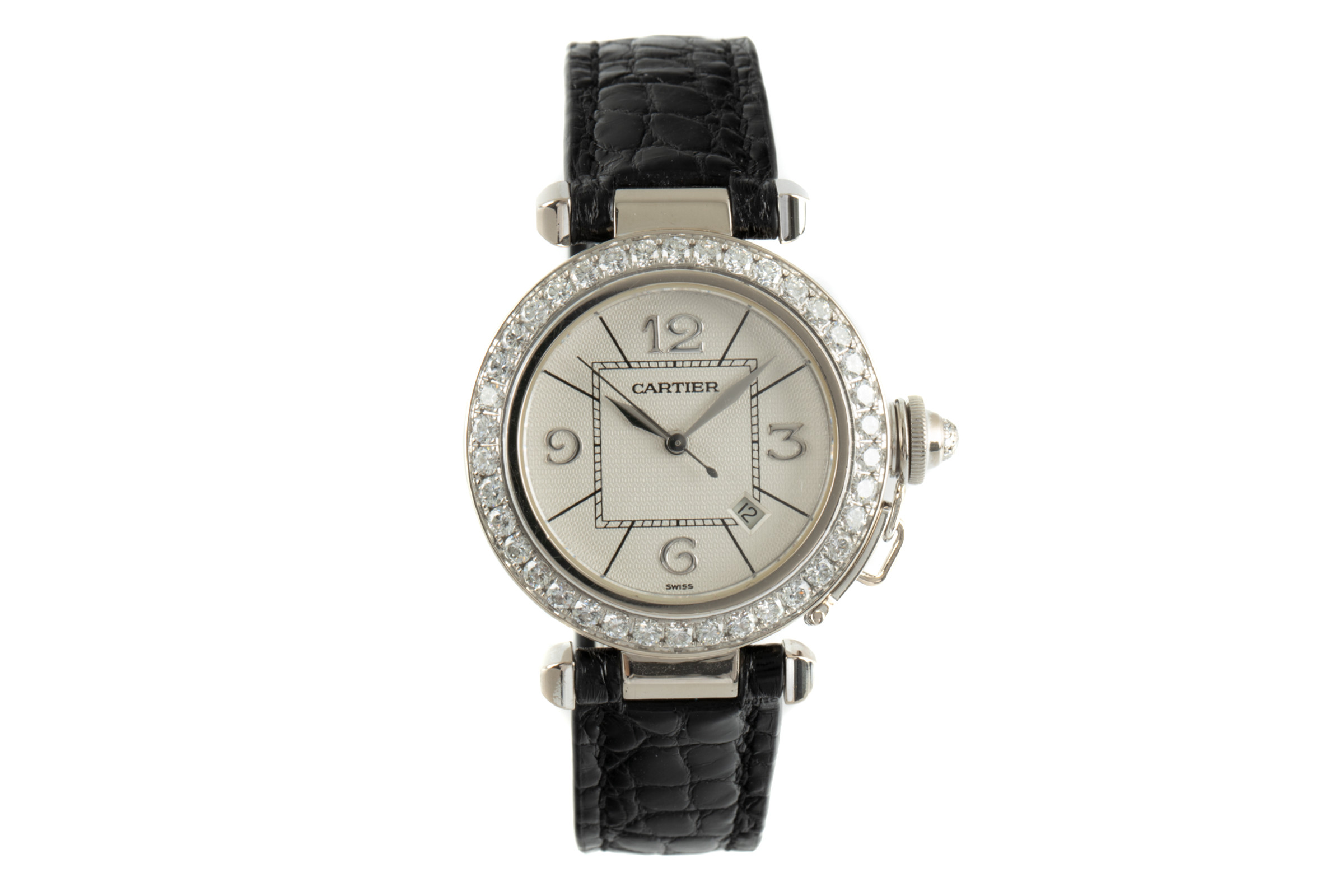 Cartier Pasha 18 ct white gold automatic Kal. 120 Ref. 2398