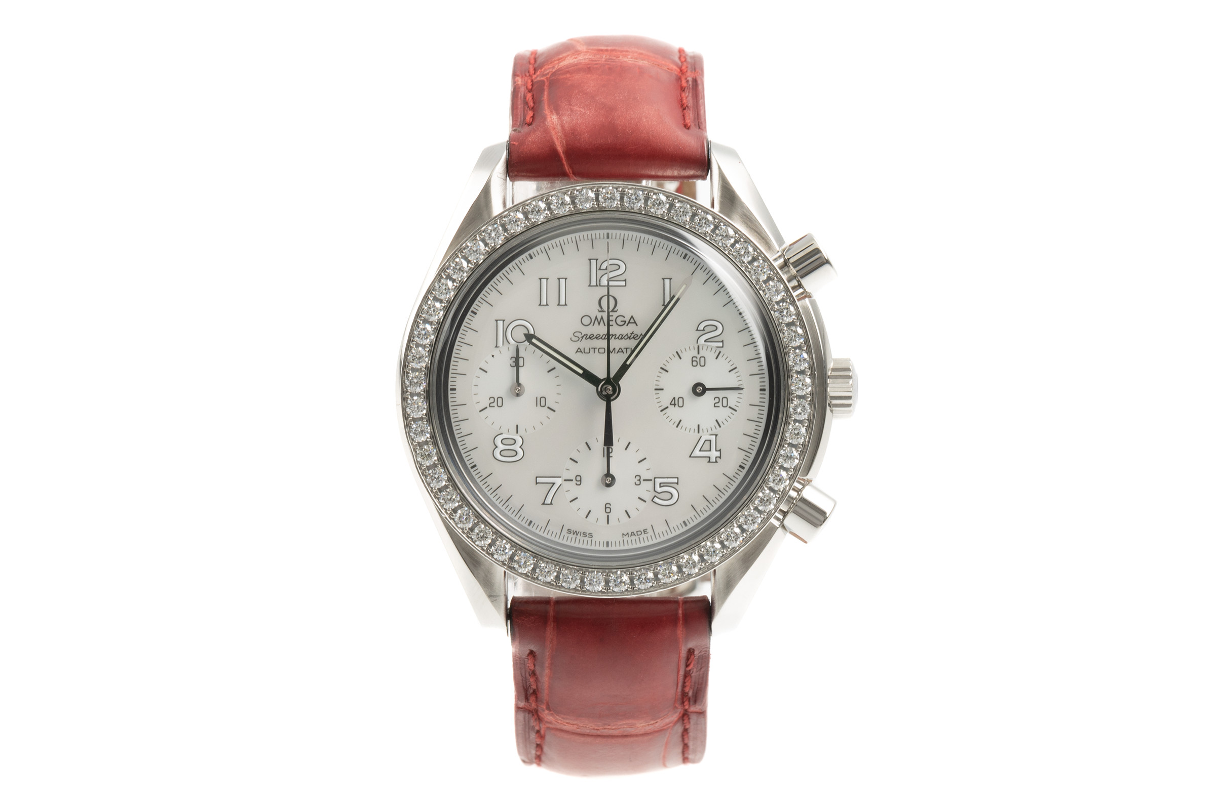 Omega Speedmaster chronograph steel automatic Kal. 3220 Ref. 275.0032, 3835.70.36