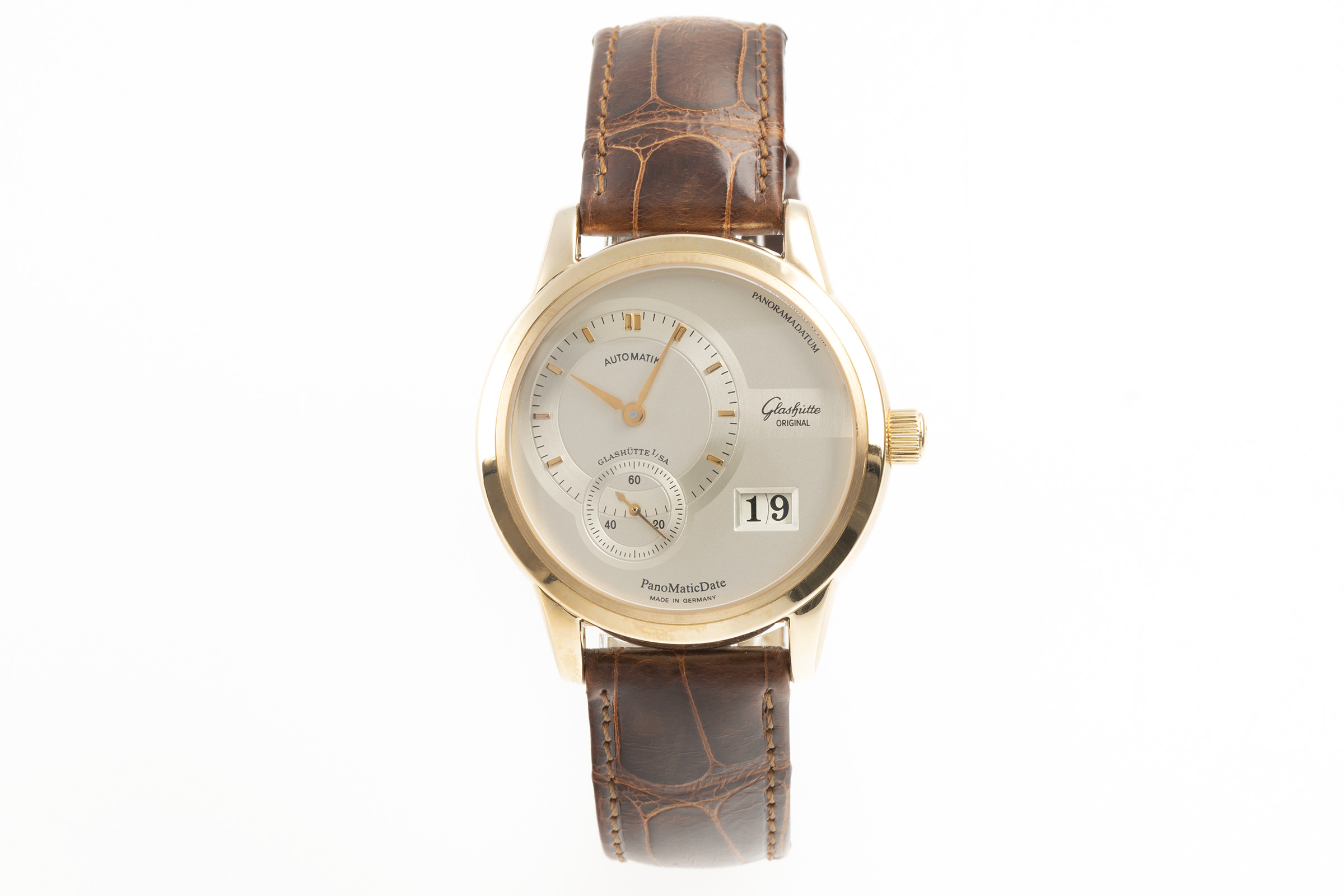 Glashutte Original PanoMaticDate 18 ct gold automatic Kal. GUB 90 Ref. 90-01-01-01-04