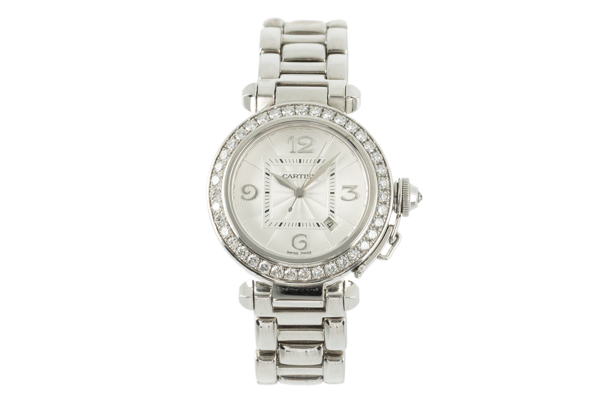 Cartier Pasha 18 ct white gold automatic Kal. 120 Ref. 2398