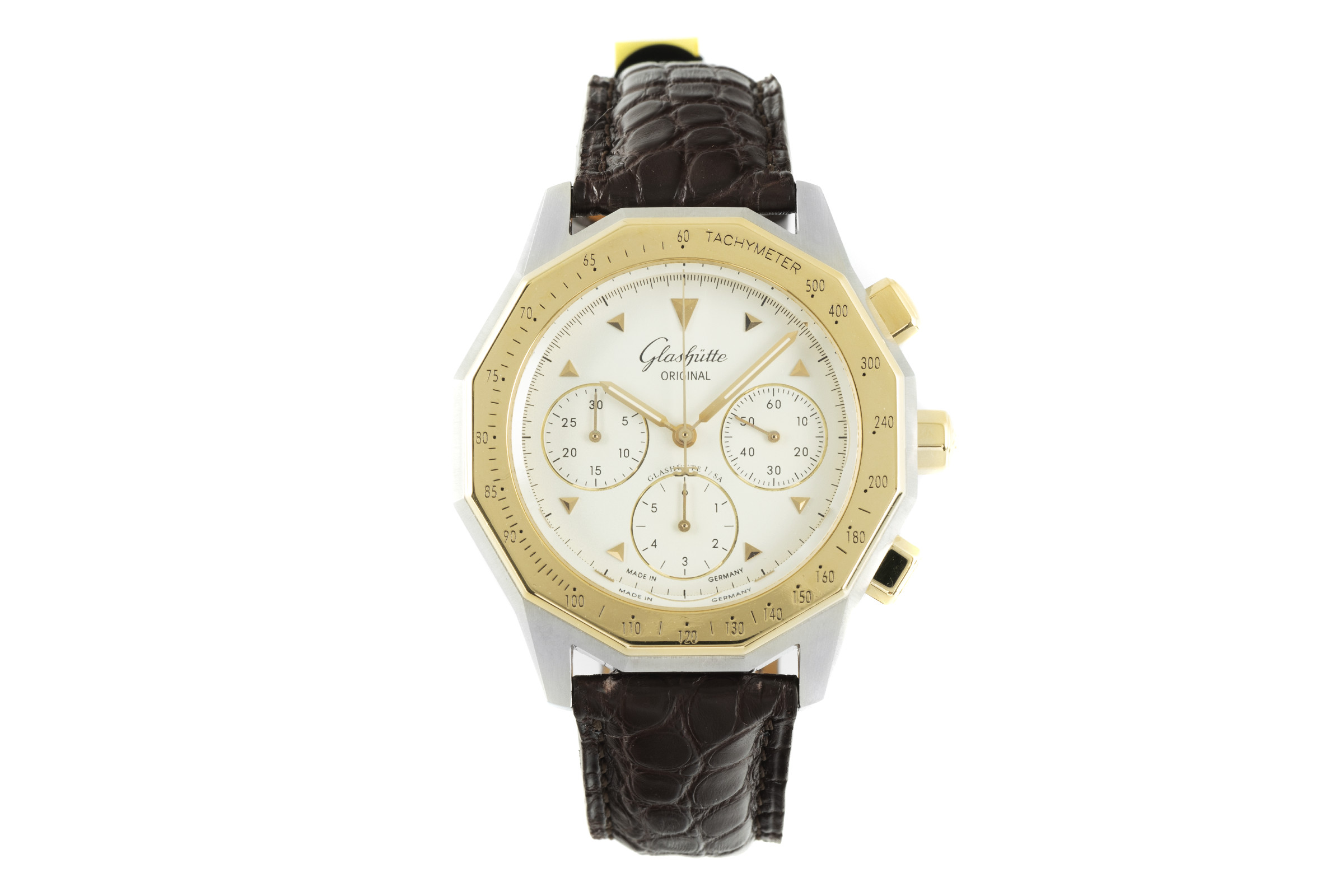 Glashutte Original Senator chronograph steel / gold automatic Kal. GUB 10-60 Ref. 1-10-66-13-12-04