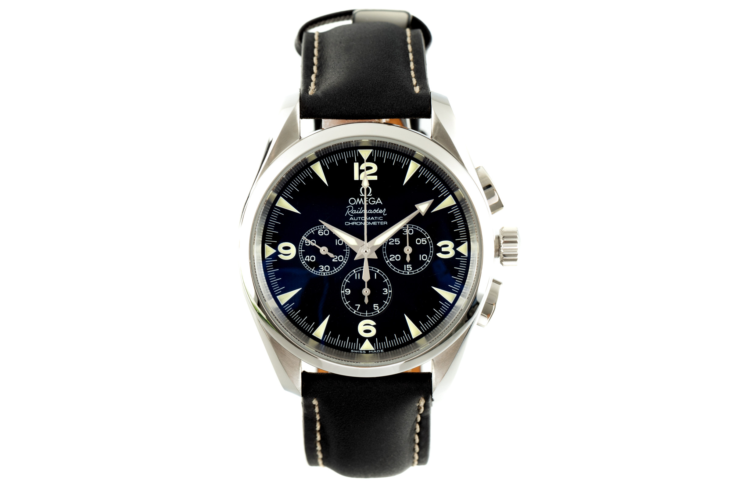 Omega Railmaster chronograph steel automatic Kal. 3205 Ref. 2812.52.37, 178.1110